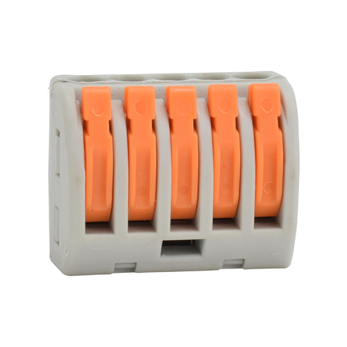 Строительно-монтажная клемма СМК 415 с рычагом, 5 отверст., 0,08-2.5мм2 (10 шт уп) ETP